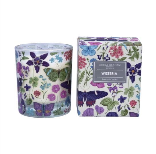 Gisela Graham Butterflies & Flowers Scented Candle - Wisteria
