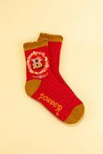 Load image into Gallery viewer, Powder Initial A-Z Bamboo Ankle Socks