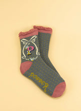 Load image into Gallery viewer, Powder Initial A-Z Bamboo Ankle Socks