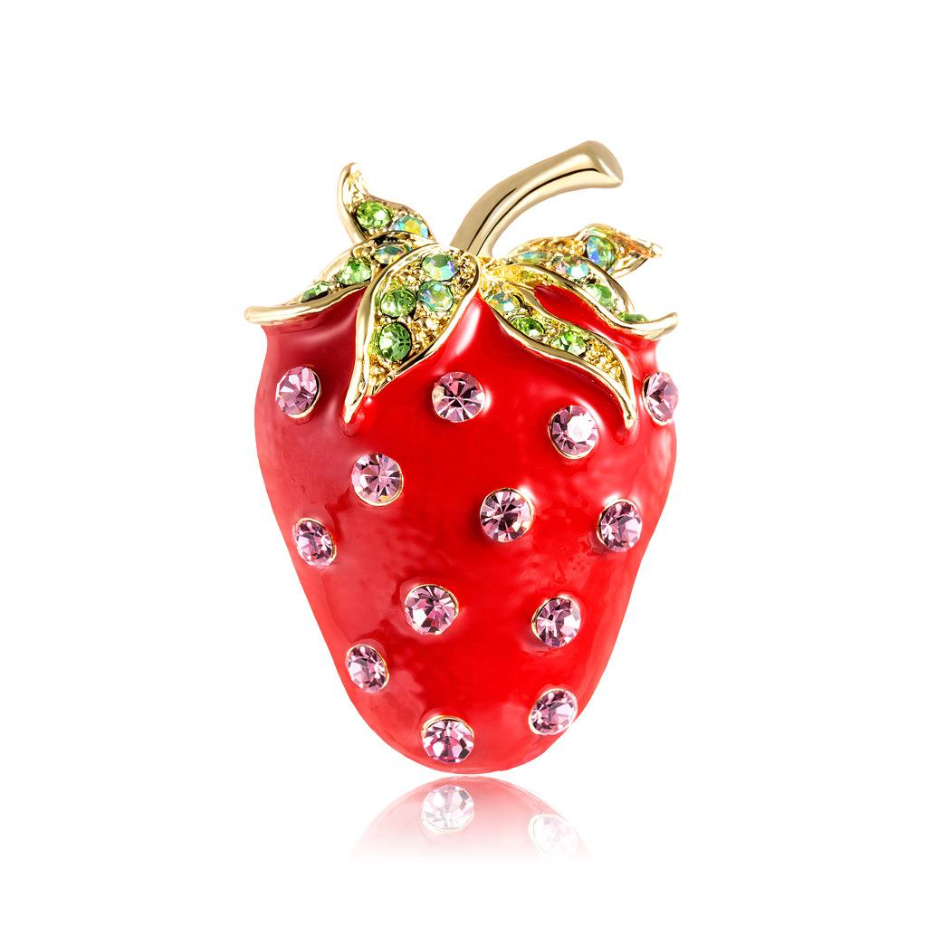 Crystal Strawberry Brooch
