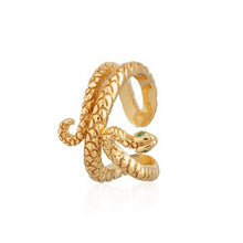 Load image into Gallery viewer, Scream Pretty Snake Single Ear Cuff with Green Eyes