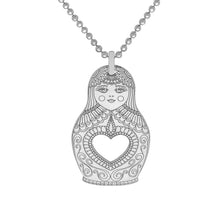 Load image into Gallery viewer, Silver Russian doll pendant 
