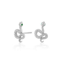 Load image into Gallery viewer, Scream Pretty Snake Stud Earrings with Green Eyes