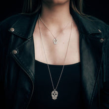 Load image into Gallery viewer, Silver sugar skull pendant