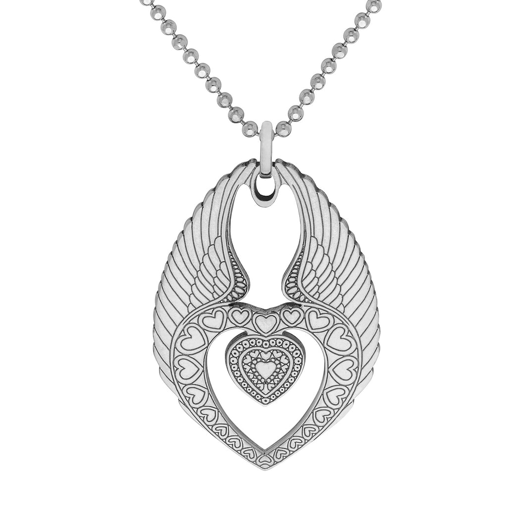 Silver winged heart pendant 