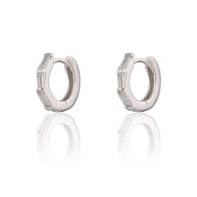 Load image into Gallery viewer, Silver Baguette Huggie Earrings