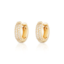Load image into Gallery viewer, Gold plated Bling Huggie Hoop Earrings with Clear Stones
