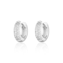 Load image into Gallery viewer, Sterling silver Bling Huggie Hoop Earrings with Clear Stones