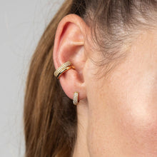 Load image into Gallery viewer, Gold plated Bling Huggie Hoop Earrings with Clear Stones