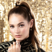 Load image into Gallery viewer, Black Horseshoe Ring with Clear Stones