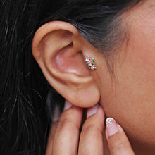 Load image into Gallery viewer, Lisa Angel Rainbow Crystal Cluster Barbell Earrings - Gold
