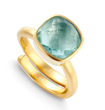 Load image into Gallery viewer, SVP Highway Large Green Marine Quartz Adjustable Ring