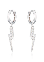 Load image into Gallery viewer, Silver plated Lightning Hoop Earrings