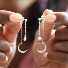 Load image into Gallery viewer, Lisa Angel Sparkly Star & Moon Drop Earrings - Silver & Gold