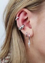 Load image into Gallery viewer, Silver plated Lightning Hoop Earrings