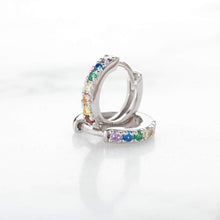 Load image into Gallery viewer, Scream Pretty Huggie Hoop Earrings with Rainbow stones