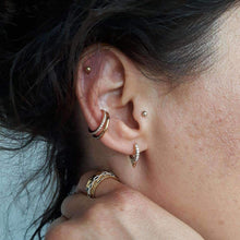 Load image into Gallery viewer, Bullet Huggie Earrings With Clear Stones (gold plated)