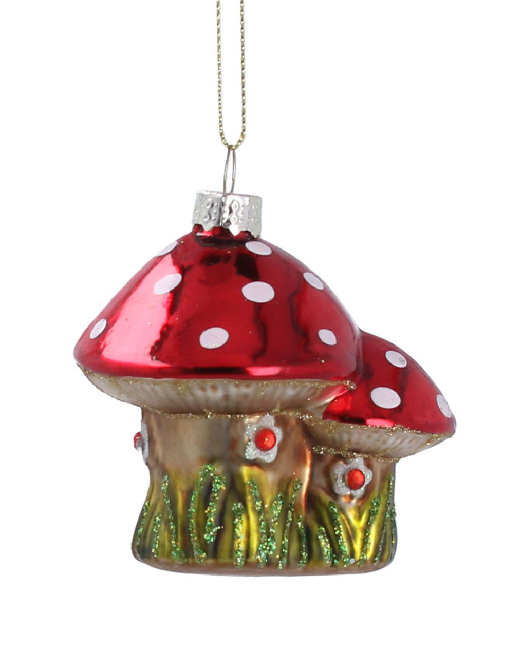Gisela Graham Double Toadstall Glass Christmas Decoration