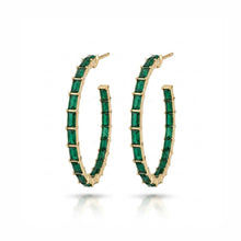 Load image into Gallery viewer, Double-Sided Stone Gold Hoop Earrings - 3 Colours
