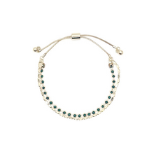 Load image into Gallery viewer, Coloured Glass Stone with Double Layered Adjustable Bracelet- Multi/clear/green
