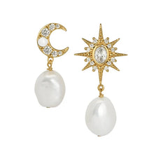 Load image into Gallery viewer, Amelia Scott Mismatch Luna Moon &amp; Star Baroque Pearl Stud Earrings
