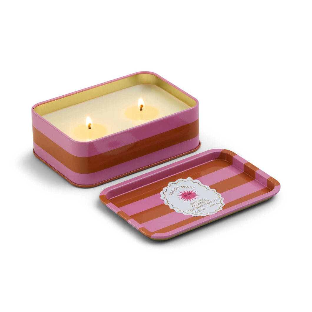 Paddywax Printed Tin Sun Candle - Orange Blossom