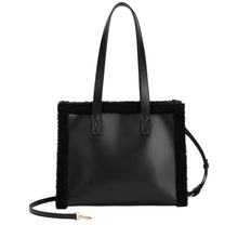 Load image into Gallery viewer, Every Other Faux Shearling Tote Bag - Black
