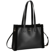 Load image into Gallery viewer, Every Other Faux Shearling Tote Bag - Black
