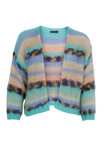 Load image into Gallery viewer, Black Colour DK Lagoon Striped Cardigan - Aqua Multi
