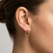 Load image into Gallery viewer, Small Textured Round Hoop Earrings - Gold/Silver
