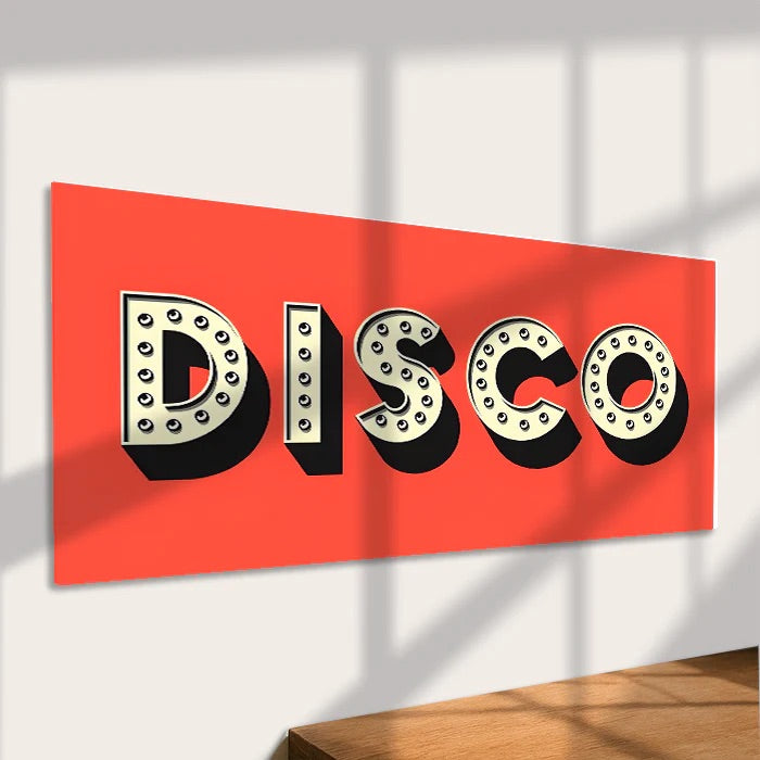 Disco Metal Sign-Retro Light Bulb Style - Small