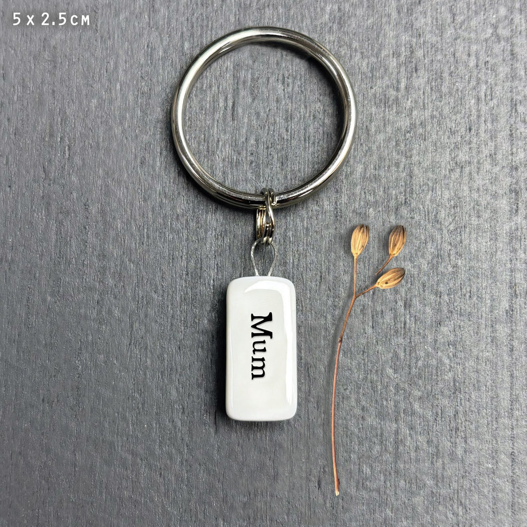 East of India Mum / Dad Porcelain Keyrings