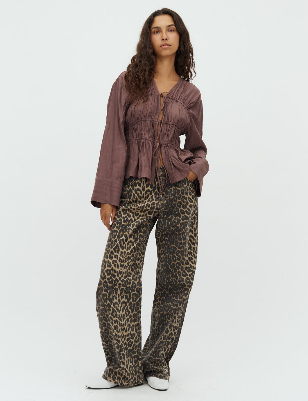 mbyM Leopard Print Denim Jeans