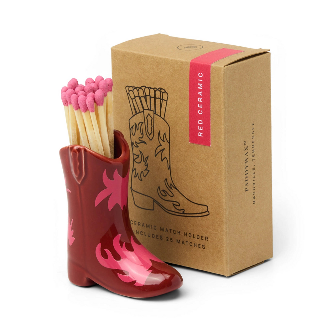 Paddywax Cowboy Boot Match Holder - Pink & Red