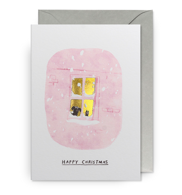 Snowy Window Happy Christmas  - Greetings Card