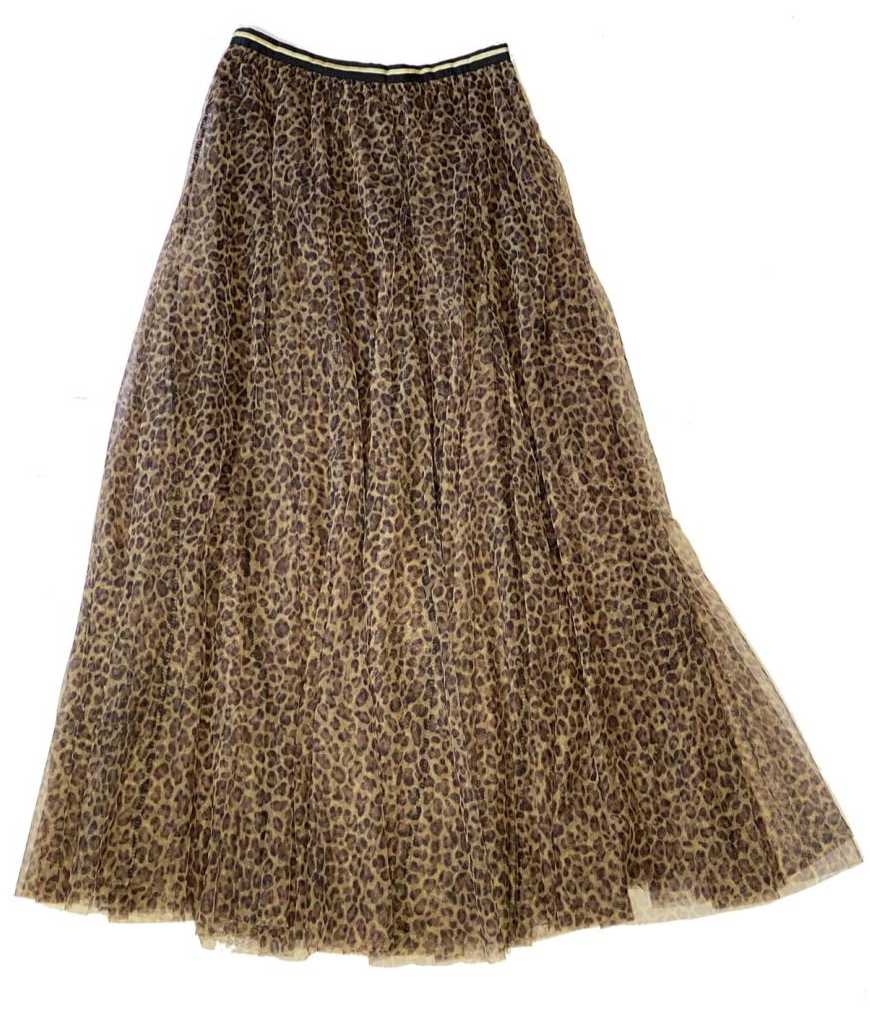 Layered Tulle Skirt - Leopard