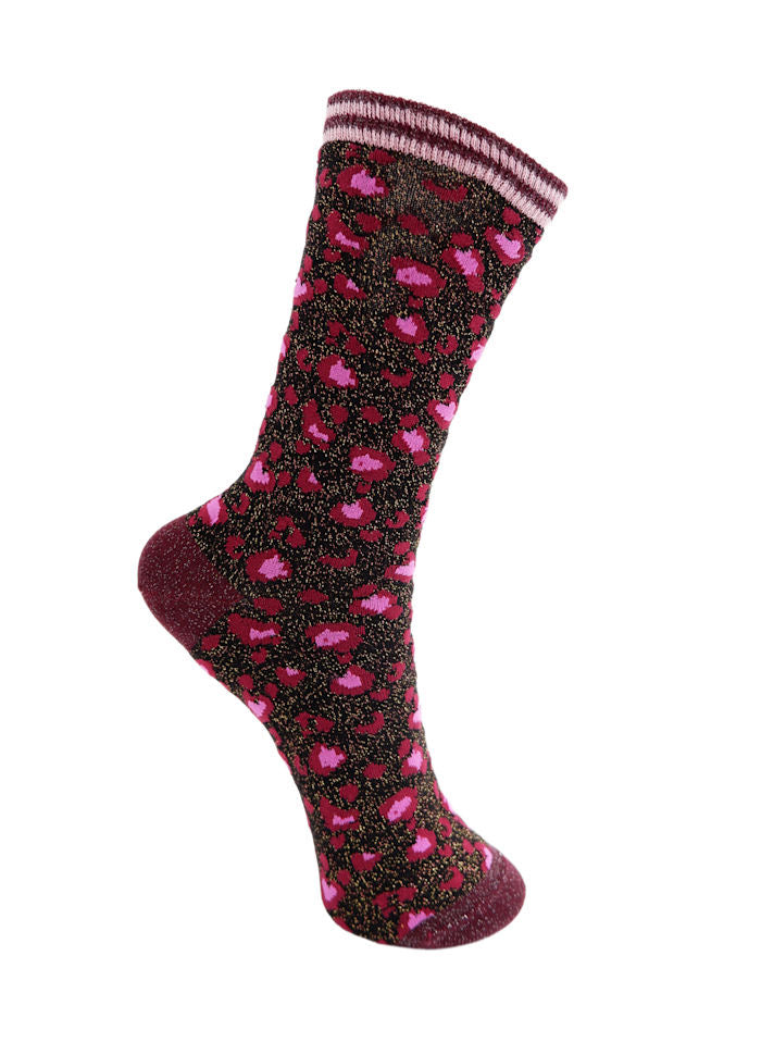 Black Colour DK Leo Glitter Socks - 10 Colours