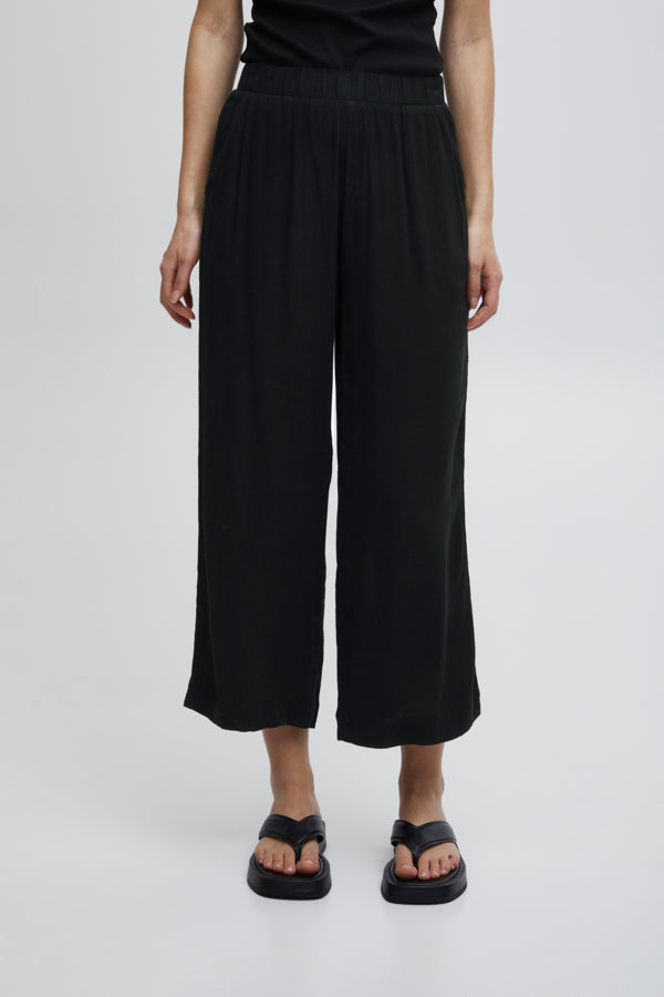 ICHI Cropped Crinkle Trousers - 3 Colours