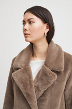 Load image into Gallery viewer, ICHI Haya Faux Fur Coat - Taupe
