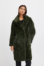 Load image into Gallery viewer, ICHI Haya Faux Fur Coat - Dark Khaki
