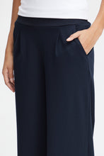 Load image into Gallery viewer, ICHI Casual Wide Leg Trousers - Black / Navy
