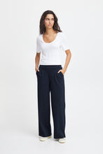 Load image into Gallery viewer, ICHI Casual Wide Leg Trousers - Black / Navy

