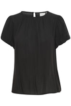 Load image into Gallery viewer, ICHI Marrakech Puff Cap Sleeve Black Blouse
