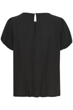 Load image into Gallery viewer, ICHI Marrakech Puff Cap Sleeve Black Blouse
