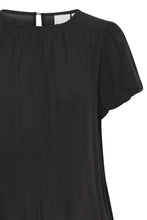 Load image into Gallery viewer, ICHI Marrakech Puff Cap Sleeve Black Blouse
