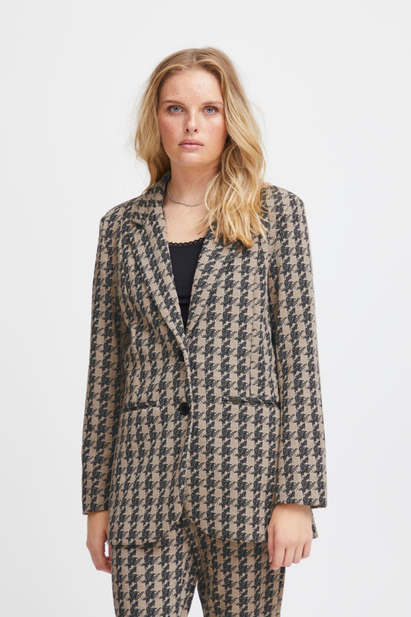 ICHI Kate Houndstooth Blazer