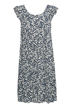 Load image into Gallery viewer, ICHI Tie Backed Dress - Navy &amp; Ivory Paisley
