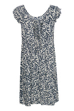 Load image into Gallery viewer, ICHI Tie Backed Dress - Navy &amp; Ivory Paisley
