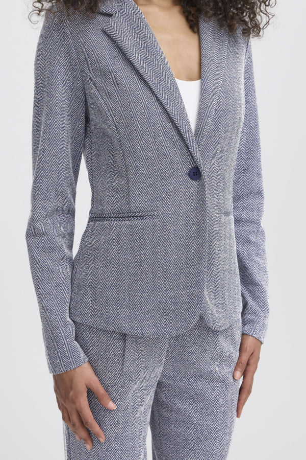 ICHI Kate Jacquard Blazer - Blue Mix