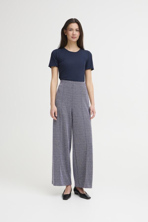ICHI Kate Jacquard Trousers - Blue Mix